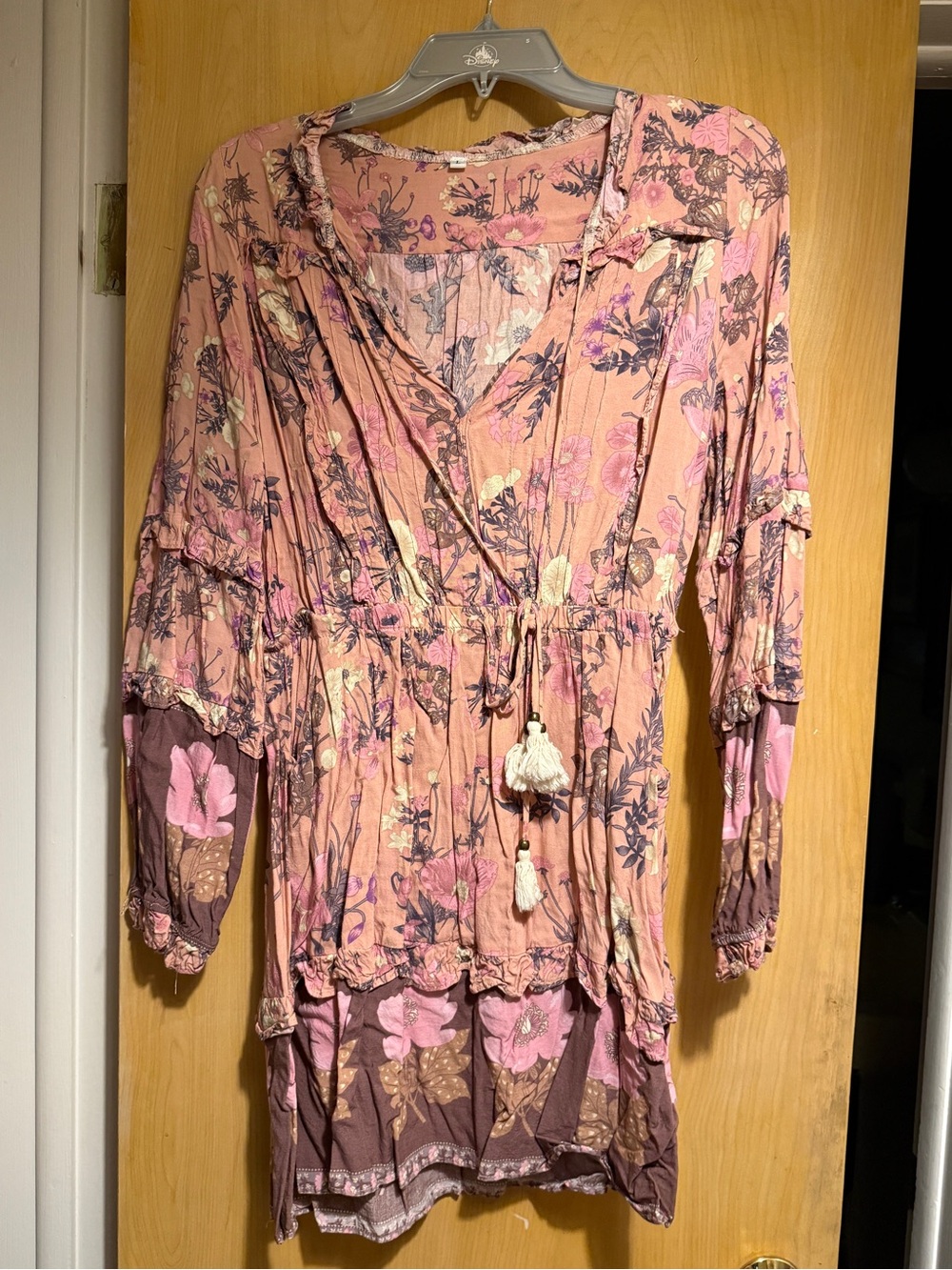 Floral Peasant Dress in Dusty Pink